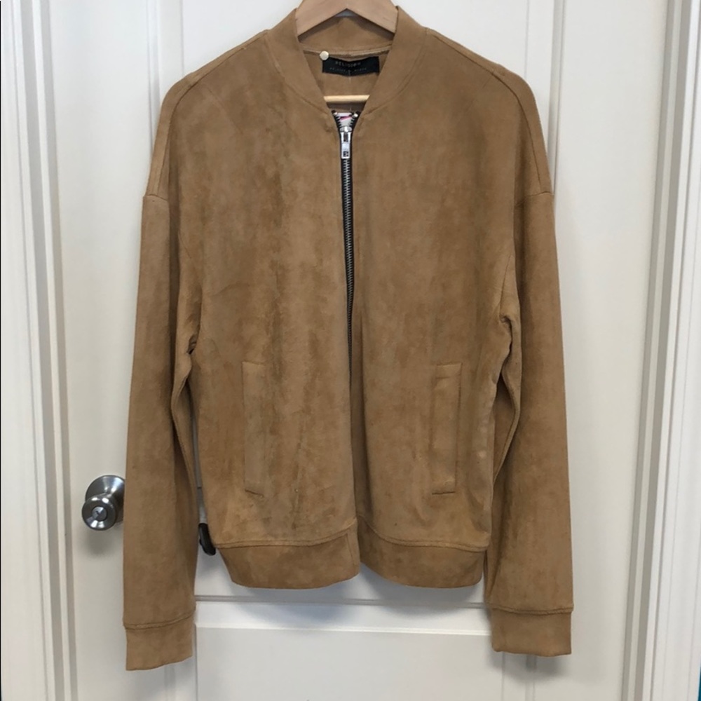 Religion Tan Suede Bomber Jacket